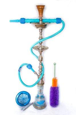 39 Inches Caravan Hookah in Blue Authentic look just like the old days. Elegant copper pipe that looks good and works great.