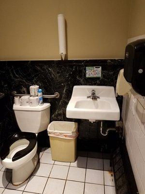 A very clean restroom in the back of the church. There were bathrooms also inside parish hall + maintained by a parishioner volunteering