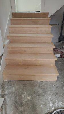 White oak stair treads and raises