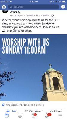 Everyone welcome it is a come as you are church. All are loved