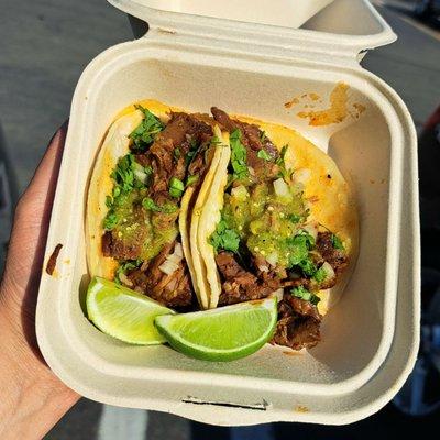 Beef Birria tacos are available on Saturdays and Sundays.