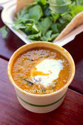 Hot Soup ($7) - Pint of Red Lentil Soup with Kale, Dill, and Yogurt.