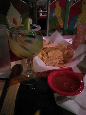 Margarita, chips and salsa! Feeling good.