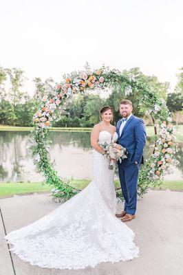 Newlywed couple who just married on the Manor Lawn