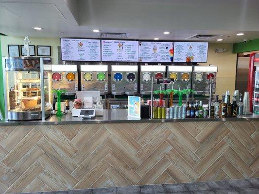 Frozen daiquiri bar! 12 flavors + special menu, Hot Dogs and Wings.  unique combos. Refreshing treats for hot days!