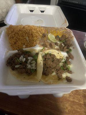 Carne asada taco platter-$14.00