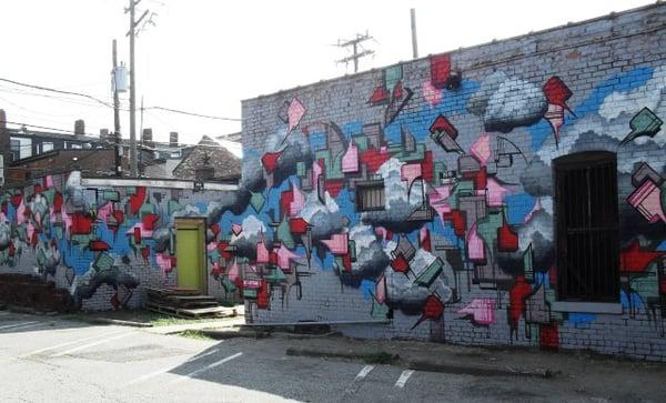 This mural is a collaboration between Hamilton Glass and Matt Lively.