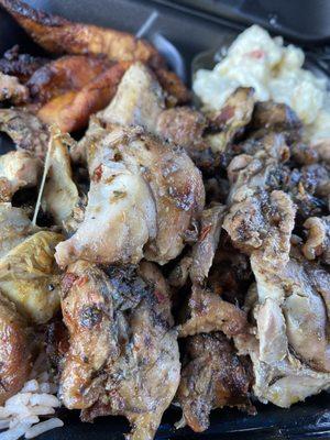 Boneless Jerk Chicken Plate w/Potato Salad & Plantains