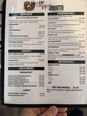 Lunch Options, Kids Menu, Drinks