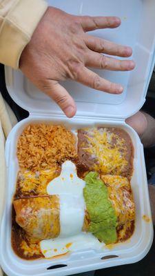 Shredded Beef Wet Burrito Special $10.49 with small soda included everyday 24/7.