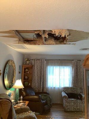 Damage to ceiling