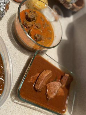 Fish curry and chicken curry