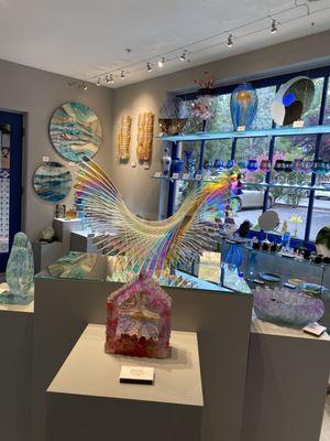 Beautiful art and blown glass inside