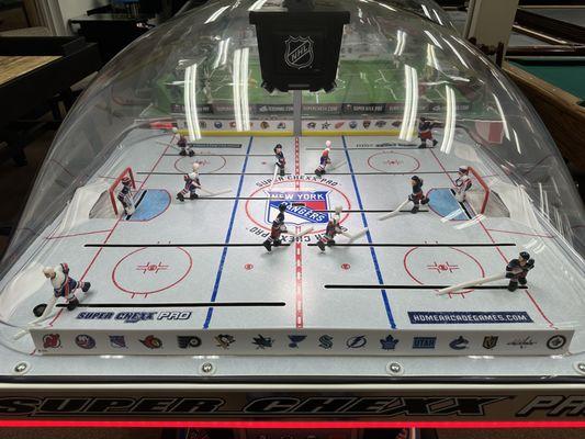 New York Rangers custom NHL edition Superchexx Bubble Hockey.  Come check out the best selection on Long Island.