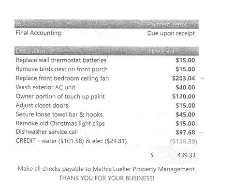 Example of outrageous charges.