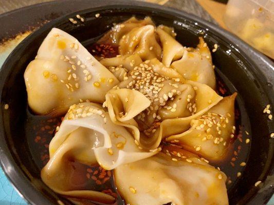 Chili Pork Wonton in Red Oil ($9, delivery) - a splurge worth getting