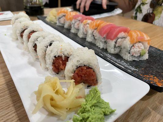 Tuna roll and rainbow roll