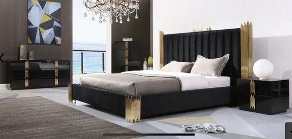 Velvet black bed