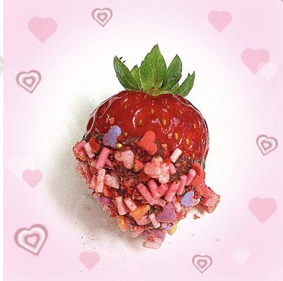 For Valentine's Day, they are promoting chocolate dipped strawberry.