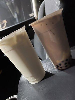 Kiwi Milk Tea and Taro Boba Milk Tea