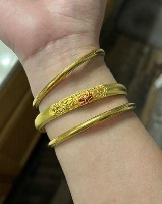 Lotus Bangle (middle), special order from Hong Kong took 2-3 months; love it