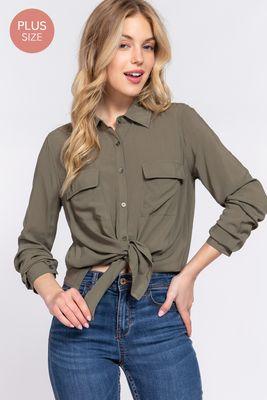 Long Sleeve Front Pocket Woven Shirt