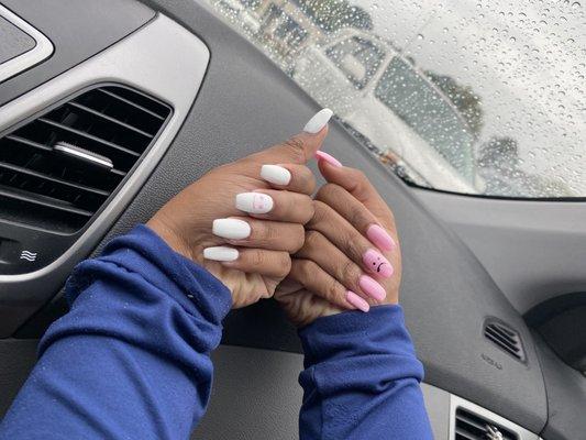 Full set one pink one white by Kim