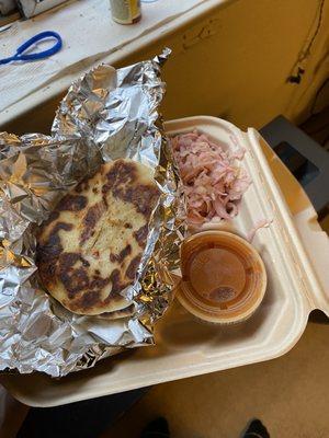 Pork and cheese pupusas. Amazing!!!!