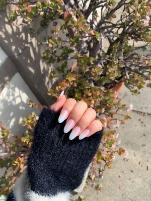 white dip powder acrylic chrome nails