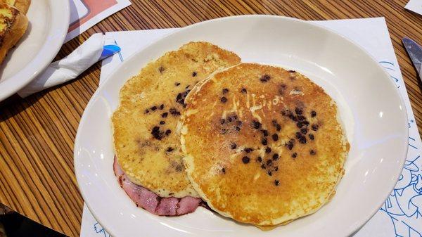 Ham and chocolate chip pancakes