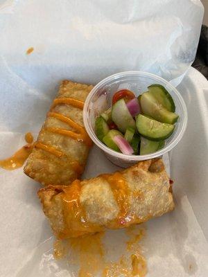 Reuben egg roll and side salad.