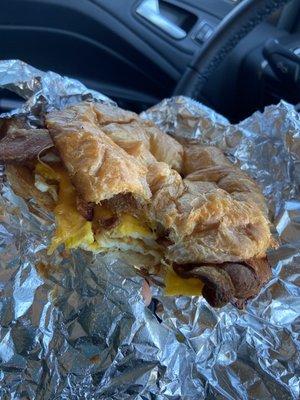 Build Your Own Breakfast Sandwich croissant bacon egg and cheddar cheese