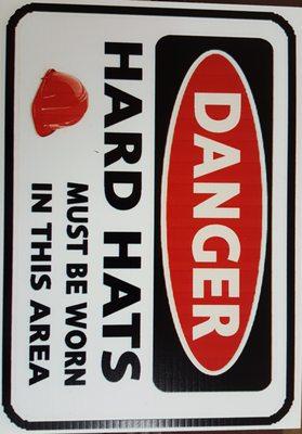 Danger Hard Hats must be worn in this area NYC.