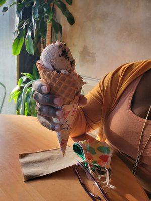 Gelato in a waffle cone