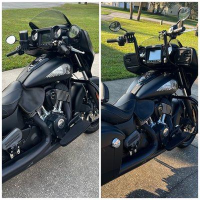 My 2018 Indian Chieftain Dark Horse (before and after the +10" riser bars were added)