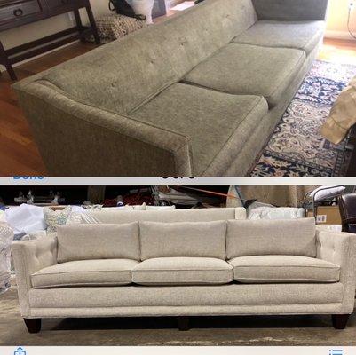 Old grey sofa brought back to beautiful