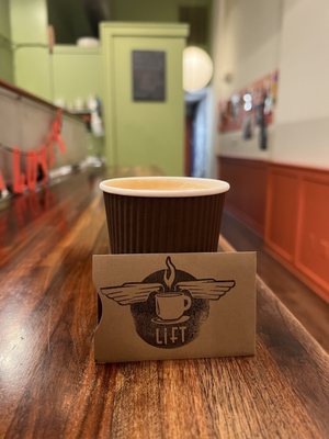 Cortado sitting on the bar where the magic is created.