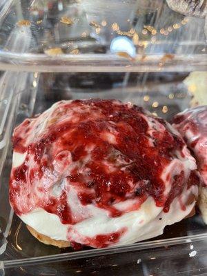 Raspberry cream cheese cinnamon roll