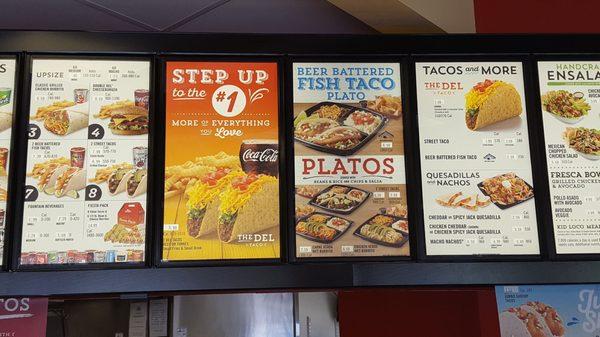 2017-05-20. Del Taco. Roseville. Menu 2.