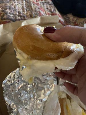 Bagel with incorrect cheese.