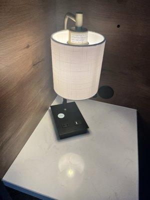 Table side touch lamp with USB and USB-C ports