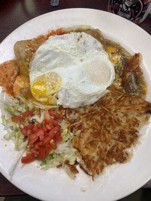 Breakfast enchiladas with carne adovada christmas