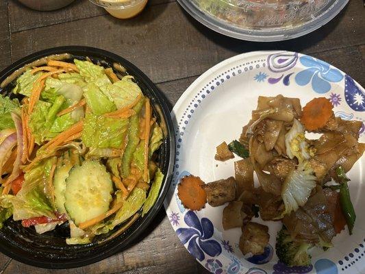 Thai Basil's House Salad and Vegetable and Tofu Street Noodle