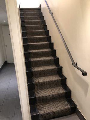 Stairs to the downstairs restroom.