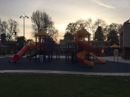 2 Playgrounds (foreground: ages 5-12; background: ages 2-5)