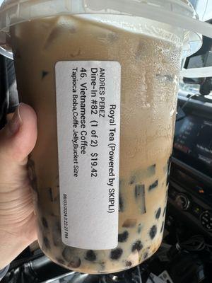 46. Vietnamese Coffee with tapioca boba and coffee jelly