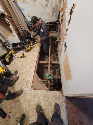 Structural sub area work under bathroom and bathroom remodel