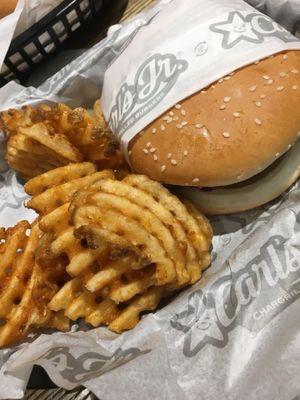 Plain Single Famous Star and waffle fries