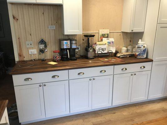 Coffen Bar in new Kitchen,
 Black Walnut top made in our shop