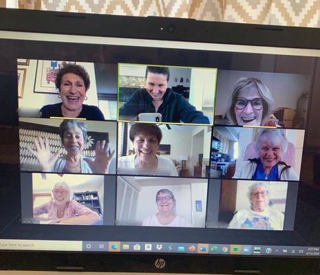 JCo Virtual Community via Zoom! We're staying connected during the pandemic and love spending time together!!